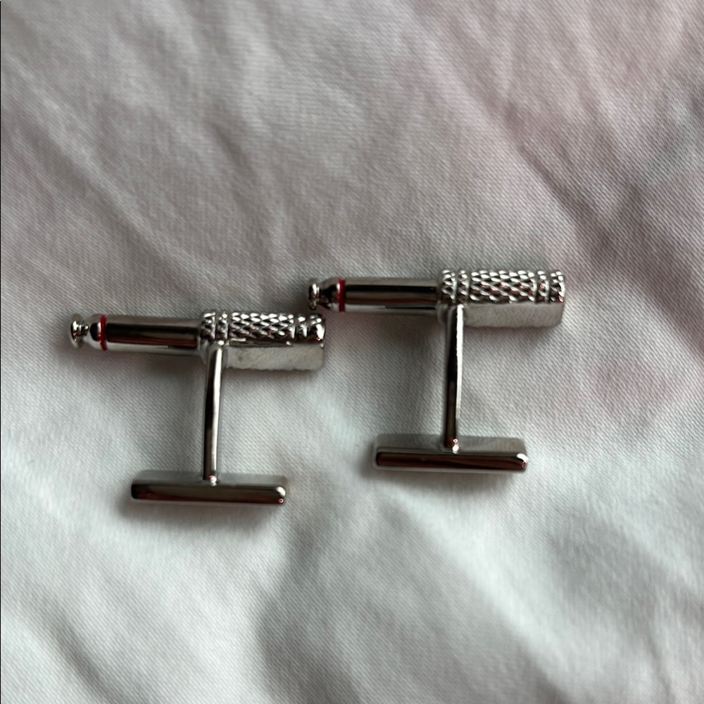 Hugo Boss Silver Textured Cuff Links